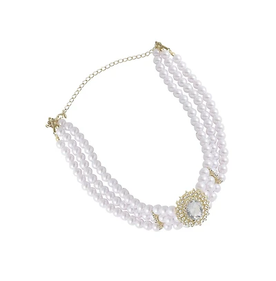 Sohi Women's White Pearl Cluster Necklace