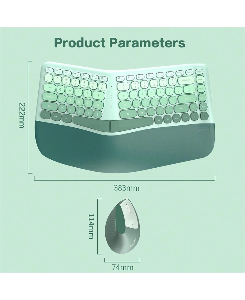 Ergonomic 2.4Ghz Wireless Keyboard Mouse Combo