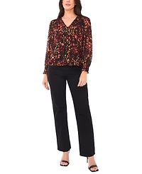 Sam & Jess Petite Smocked Shoulder Long Sleeve Blouse