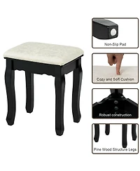 Volenca 3 Drawers Lighted Mirror Vanity Dressing Table Stool Set