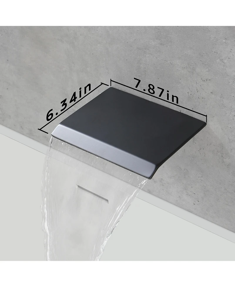 Rainsken High Pressure 10" Rain Shower Head and Handheld Shower Spray, Wall Mount Tub Faucet Shower Valve with Trim and Diverter, Matte Black