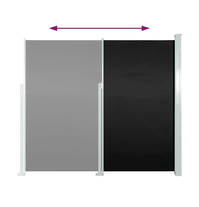 vidaXL Side Awning Black Steel frame, 100% polyester with Pu coating