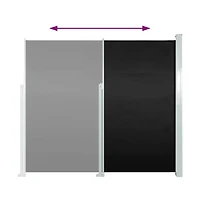 vidaXL Side Awning Black Steel frame, 100% polyester with Pu coating