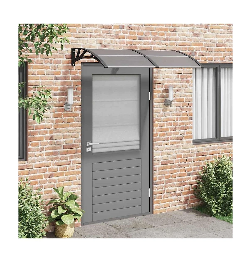 vidaXL Door Canopy Black Polycarbonate 59.1 x 39.4 in Durable Awning