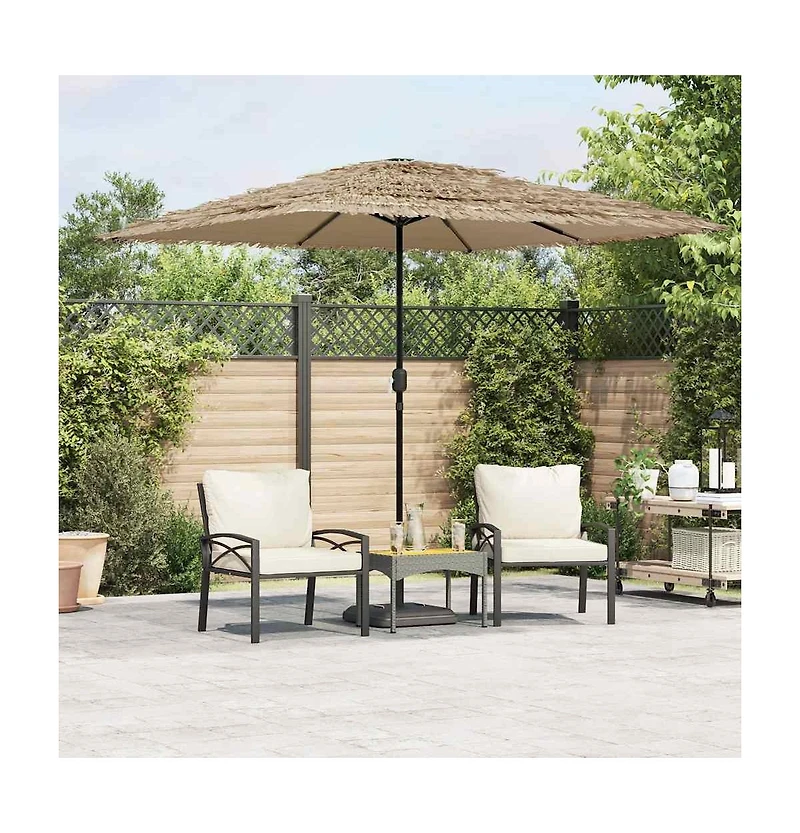 vidaXL Garden Parasol Brown Polyester Large Collapsible Garden Parasol