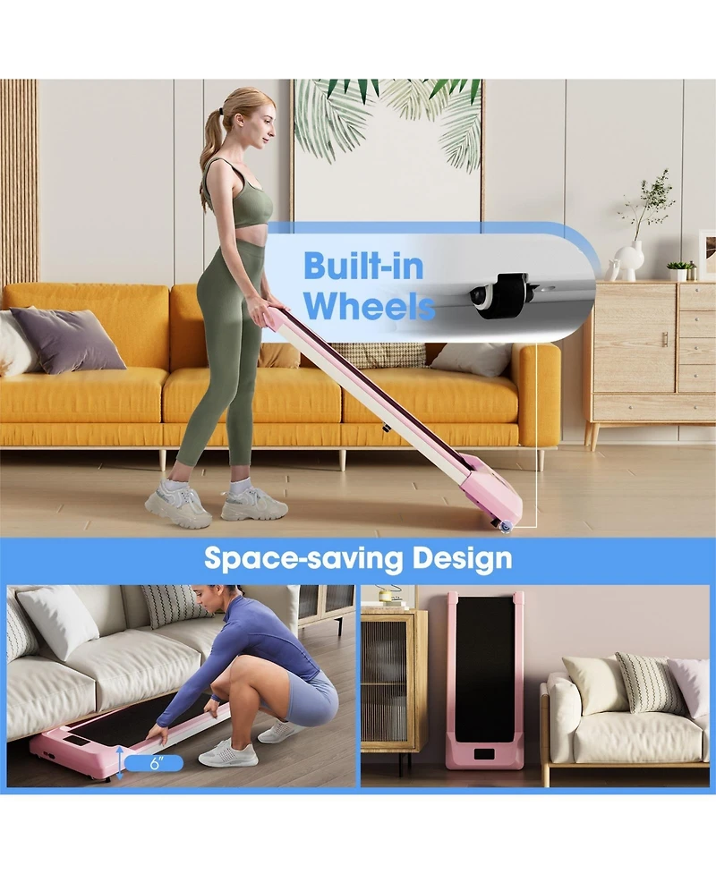 2.25 Hp Walking Pad with Led Display and Remote Control-Pink