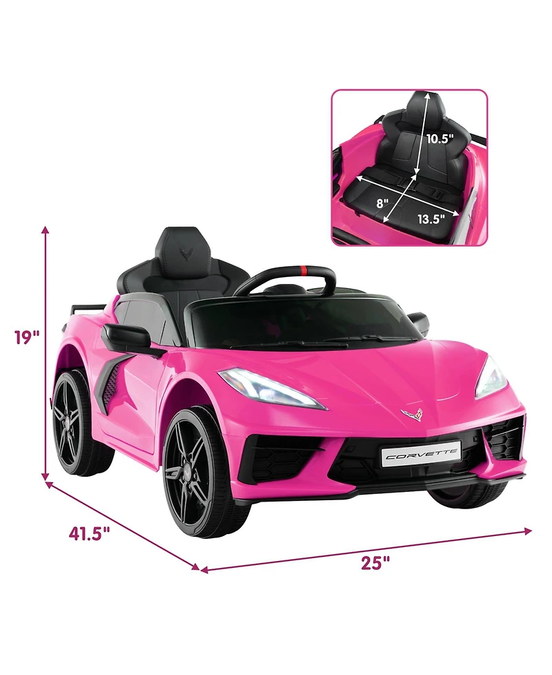 12V Electric Kids Ride On Car Licensed Chevrolet Corvette C8 with Remote Control Ages 3+ Years Old-Pink