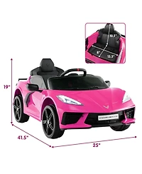 12V Electric Kids Ride On Car Licensed Chevrolet Corvette C8 with Remote Control Ages 3+ Years Old-Pink