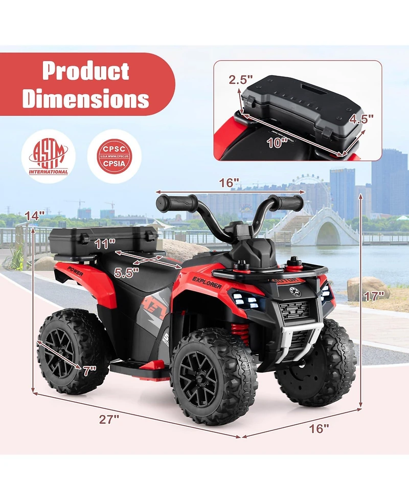 6V Kids Ride On Atv with Spray Function and Storage Box Music