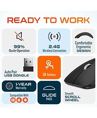 Delton S10 Curved Ergonomic Wireless Mouse, 2.4GHz Usb Mouse (DMERGS10-wb)
