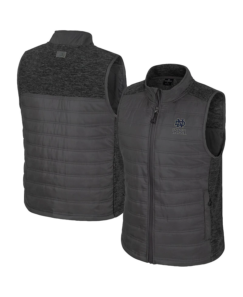 Colosseum Men's Charcoal Notre Dame Fighting Irish Nightman Full-Zip Puffer Vest
