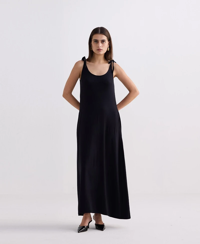 Reistor Women's Shoulder Tie-Detail Maxi Dress