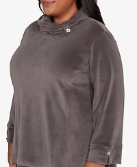 Alfred Dunner Plus Calm Luxe Cowl Neck Top