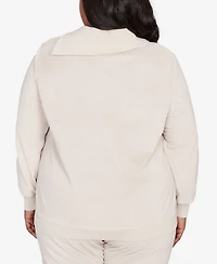 Alfred Dunner Plus Calm Luxe Solid Shimmer Detail Envelope Neck Top