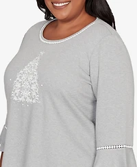 Alfred Dunner Plus Stockbridge Christmas Tree Embellished Knit Top