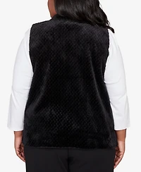 Alfred Dunner Plus Barcelona Plush Fleece Lined Mock Neck Vest