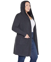 Belldini Plus Hooded Novelty-Stitch Coatigan Sweater