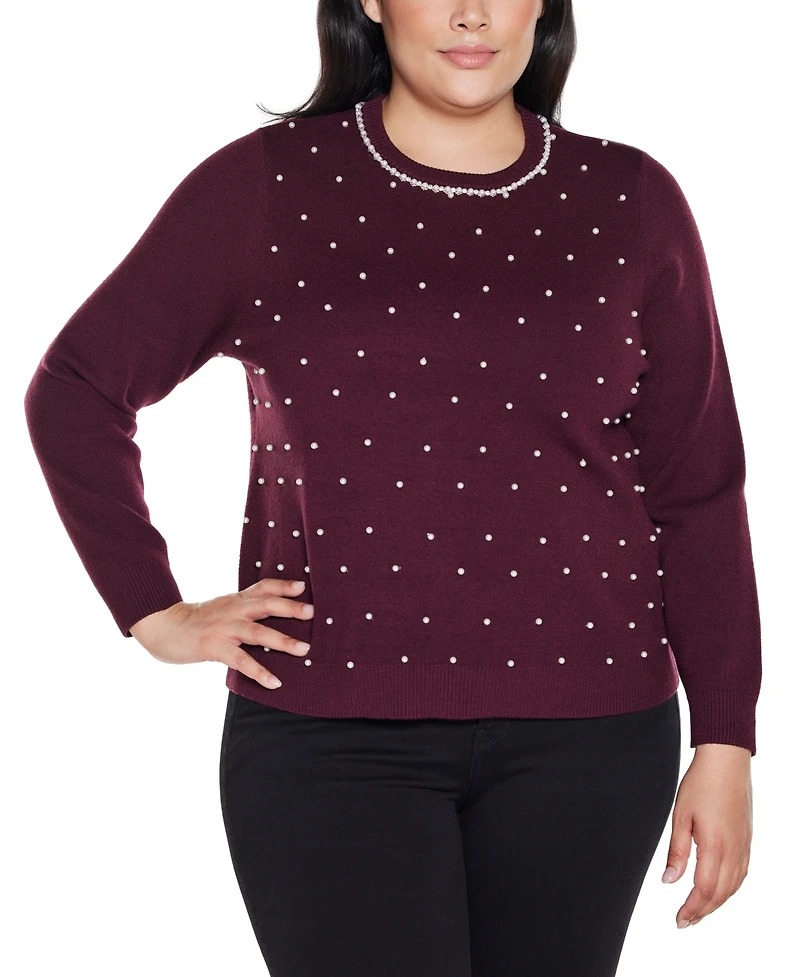 Belldini Plus Front-Embellished Sweater