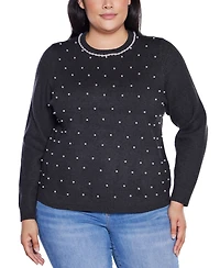 Belldini Plus Front-Embellished Sweater