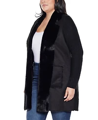 Belldini Plus Black Label-Trim Cardigan Sweater