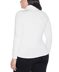 Belldini Plus Black Label Trim Rhinestone-Zip Cardigan Sweater