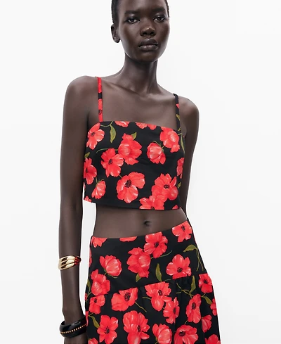 Mango Women's Floral Crop Top
