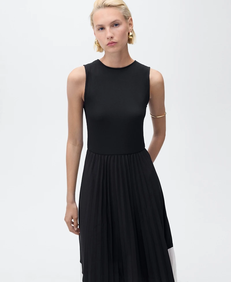 Mango Women's Combined Pleated Dress