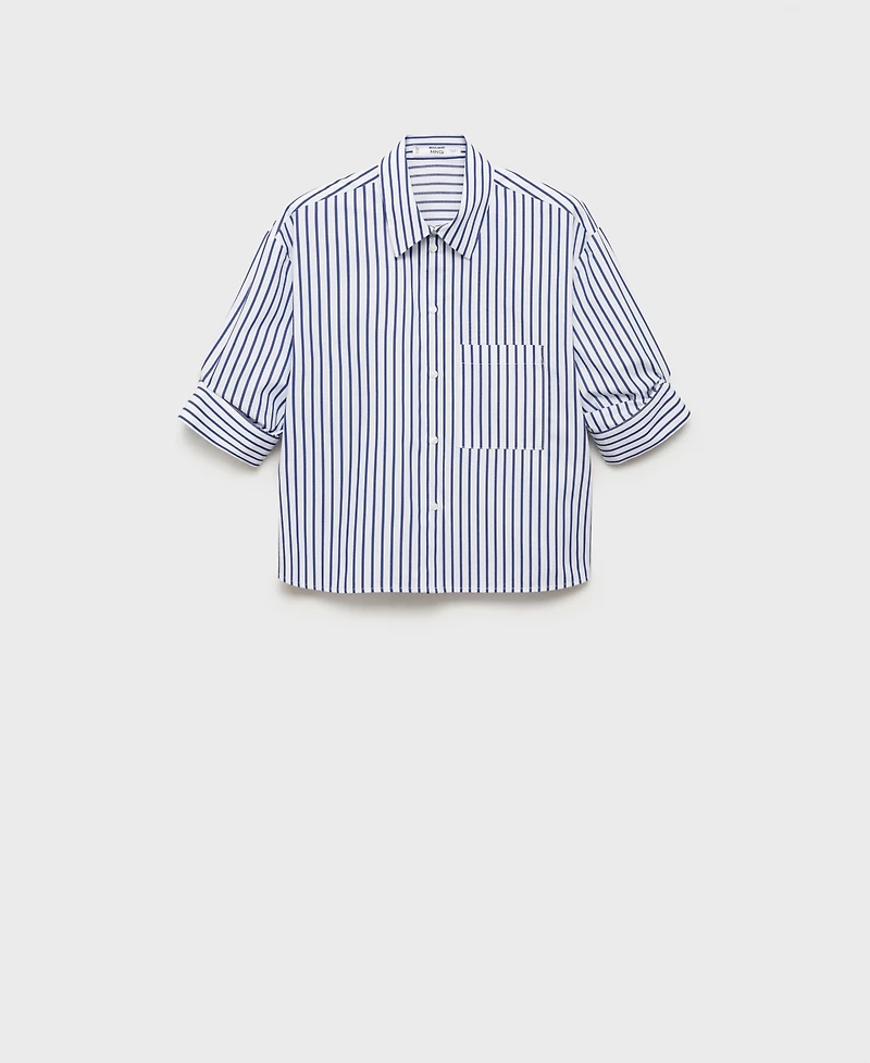 Mango Women's Striped Cropped Shirt