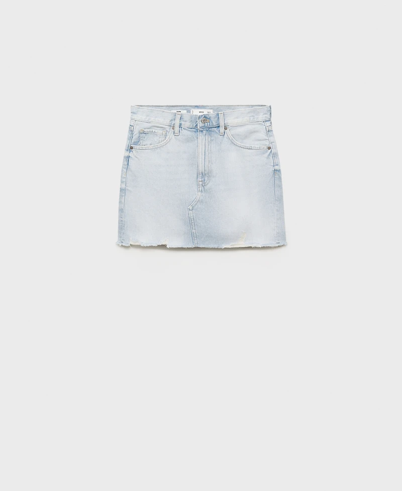 Mango Women's Frayed Hem Denim Skirt