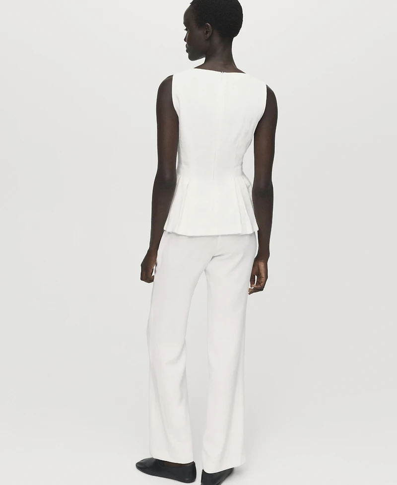 Mango Women's Pleat Detail Peplum Top