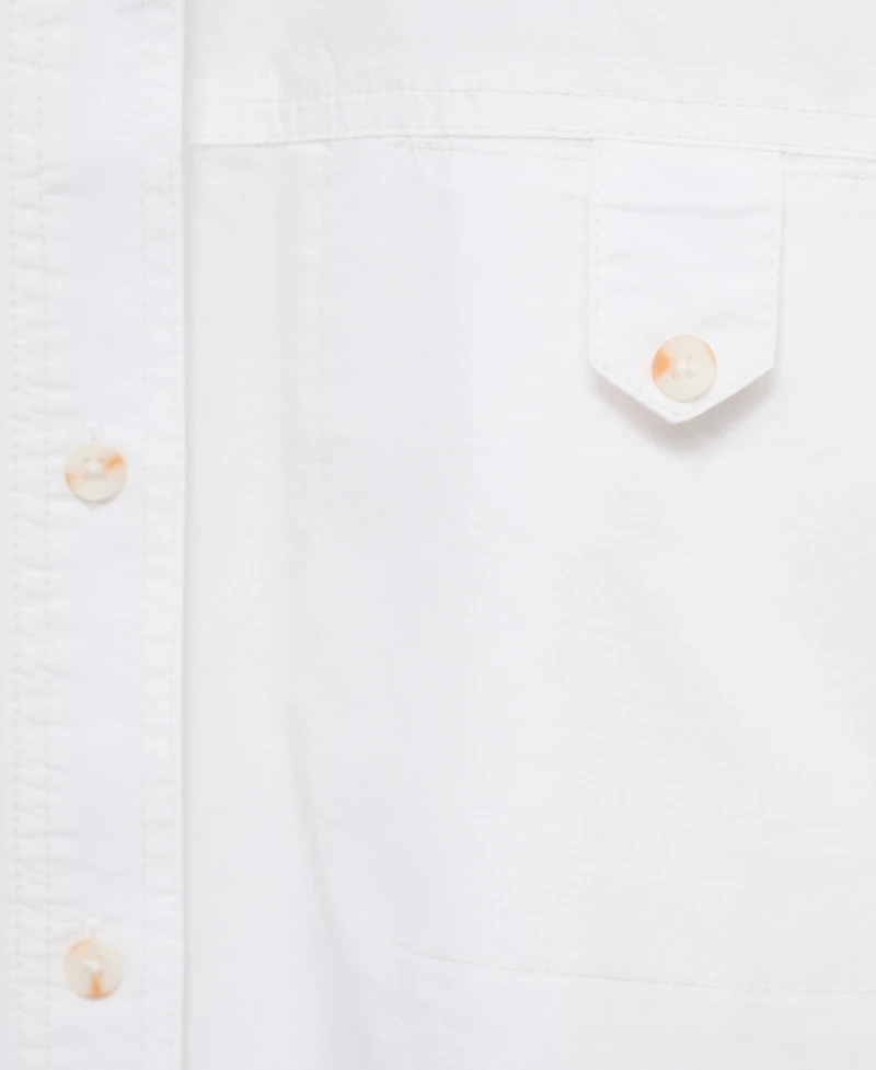 Mango Women's Decorative Button Cotton Shirt