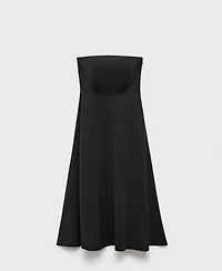 Mango Women's Long Strapless Dress