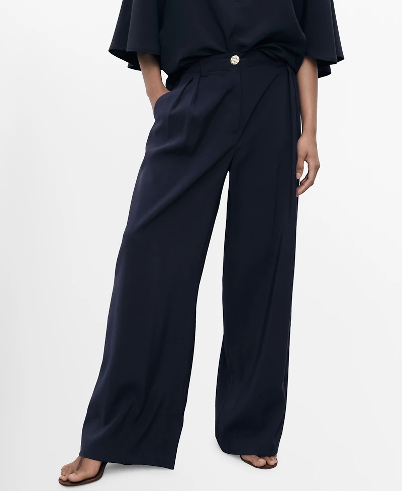 Mango Women's Straight-Fit Pleated Pants