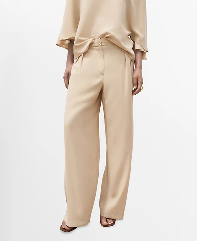 Mango Women's Straight-Fit Pleated Pants