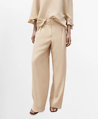 Mango Women's Straight-Fit Pleated Pants