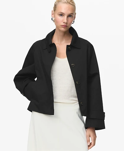 Mango Women's Epaulettes Detail Short Oversized Trench Coat