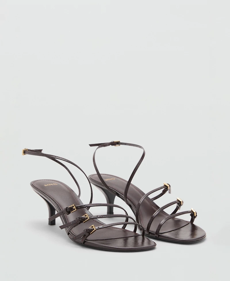 Mango Women's Buckle Kitten-Heel Sandals