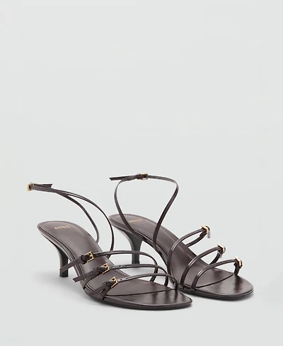 Mango Women's Buckle Kitten-Heel Sandals
