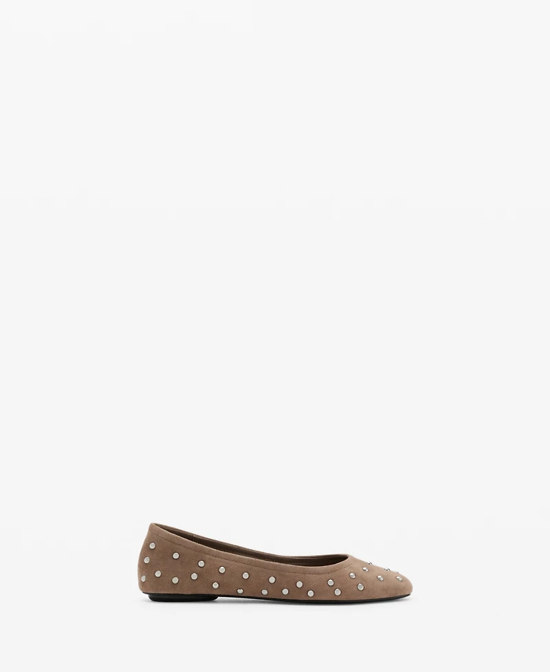 Mango Women's Studded Leather Ballet Flats
