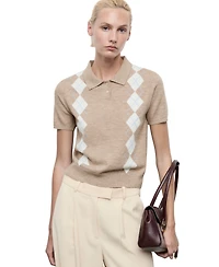 Mango Women's Diamond-Print Polo-Neck Sweater