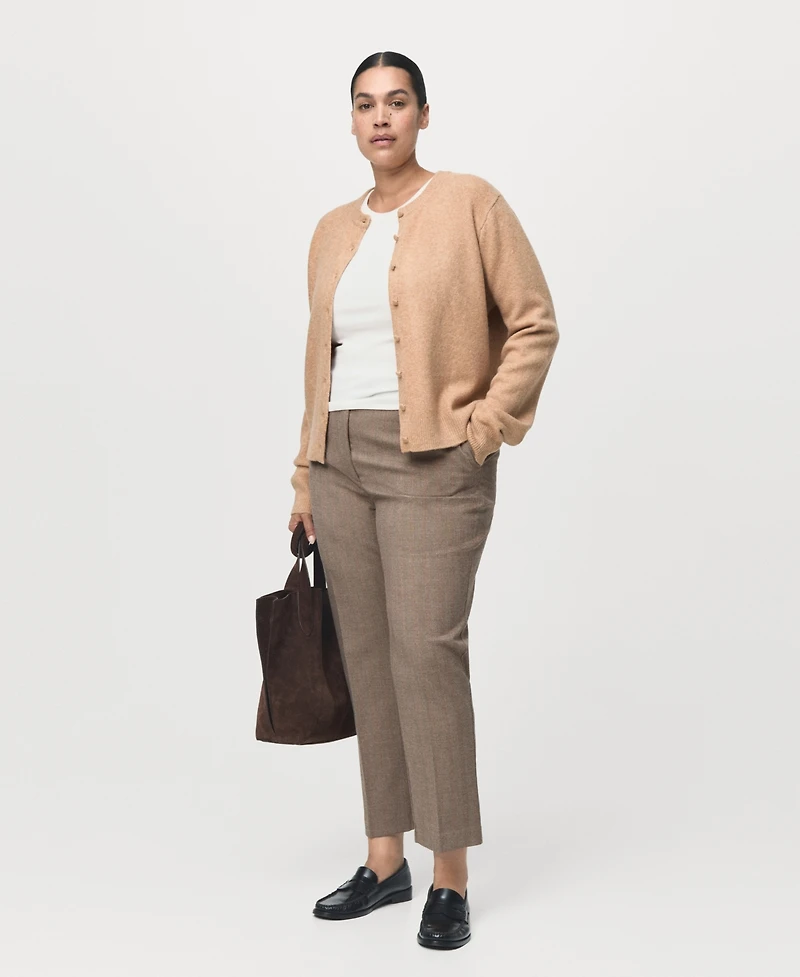 Mango Women's Slim Cropped Pinstripe Pants