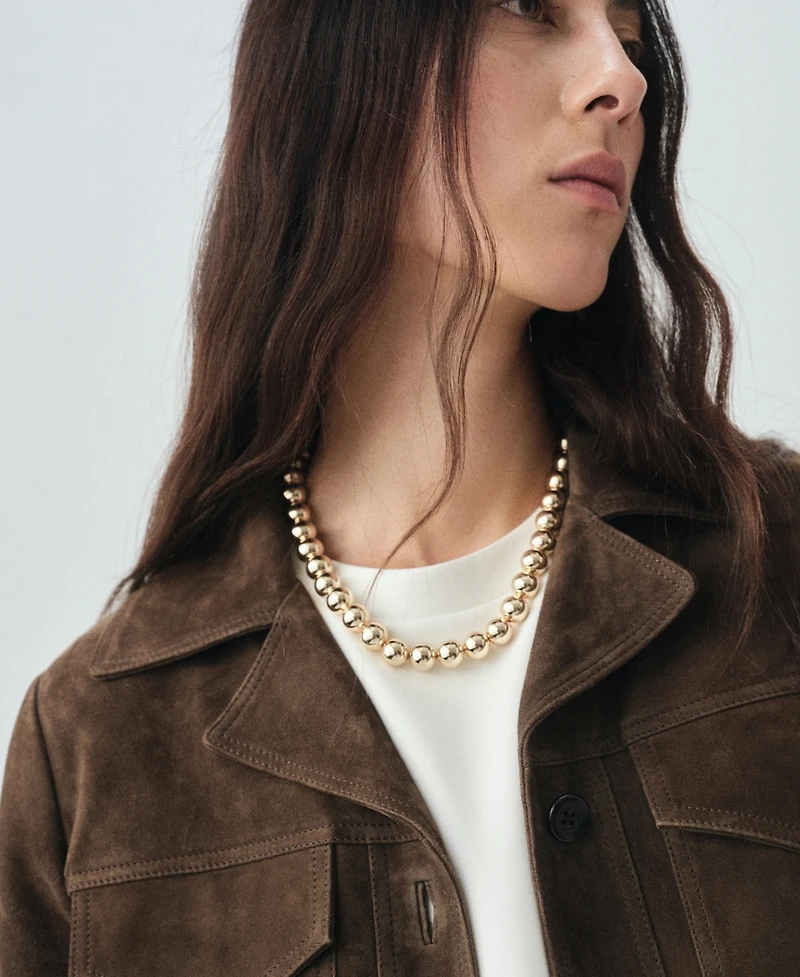 Mango Women's Suede Pockets Jacket