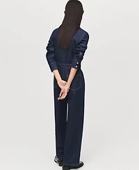 Mango Women's Belt Denim Jumpsuit