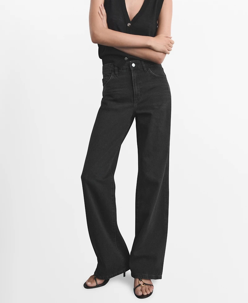 Mango Women's Danila Wide Leg High-Rise Jeans