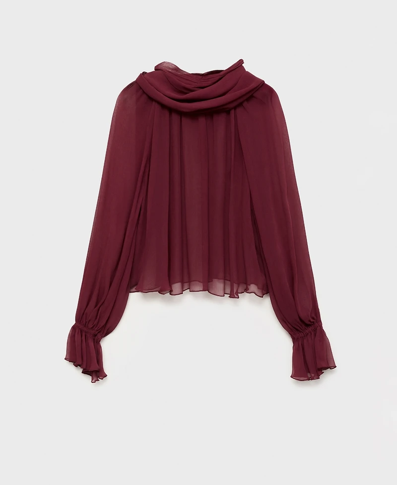 Mango Women's Foulard Detail Semi-Transparent Blouse