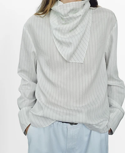 Mango Women's Handkerchief Detail Striped Blouse