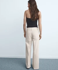 Mango Women's Pockets Wide-Leg Jeans