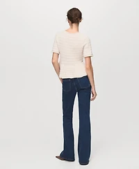 Mango Women's Ruffles Detail Textured Sweater