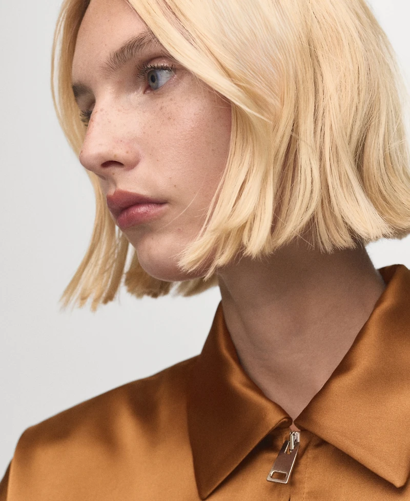 Mango Women's Pockets Satin Jacket