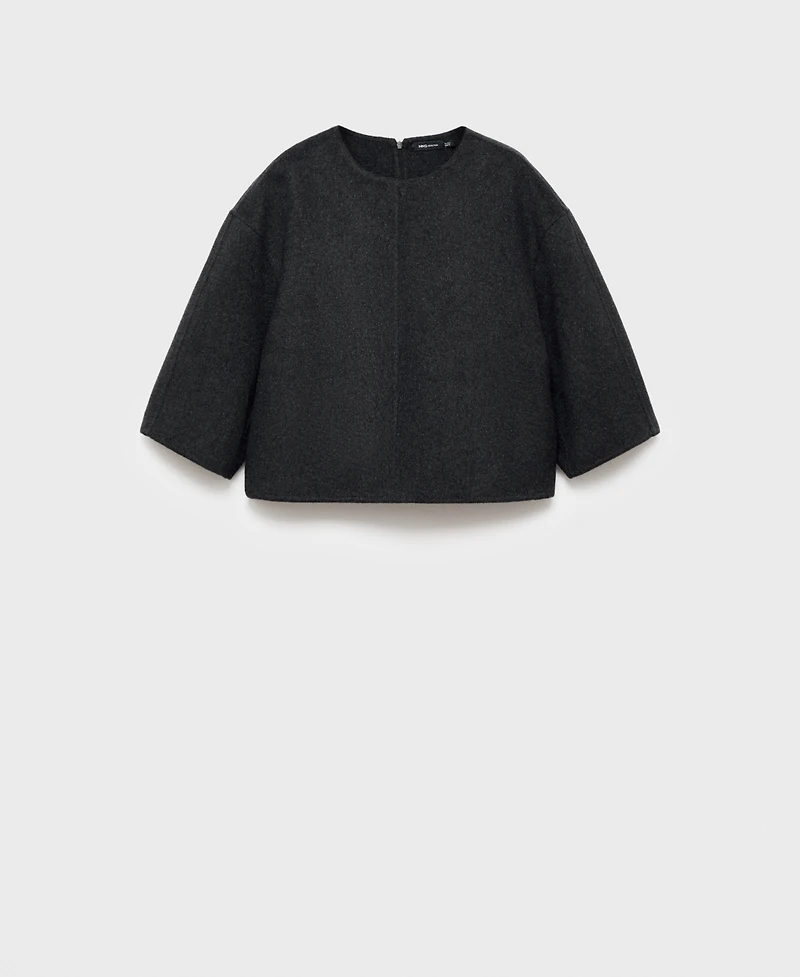 Mango Women's Three-Quarter Sleeve Wool Top
